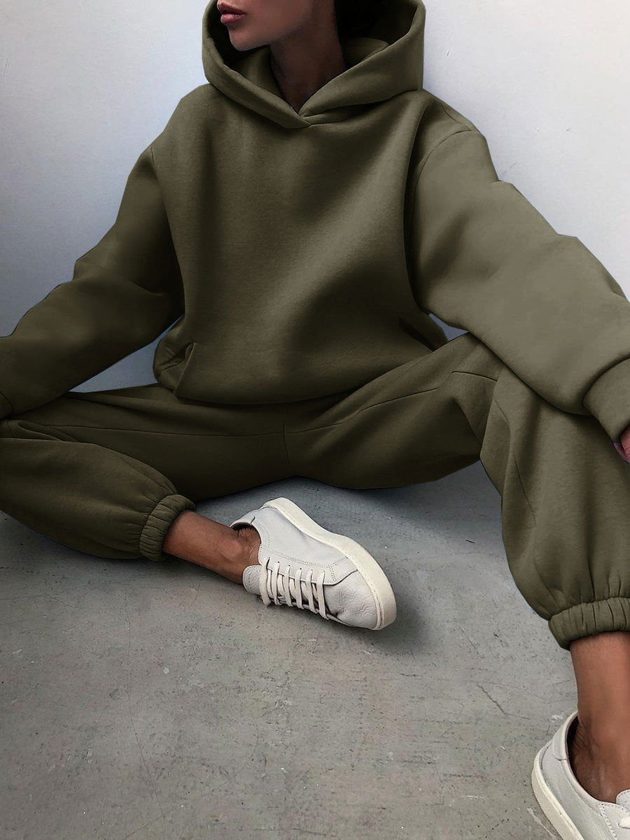 LovelyRLovely Women's Casual Hooded Sweater Two-piece Army green / 3XL LovelyRLovely Women's Casual Hooded Sweater Two-piece Suit