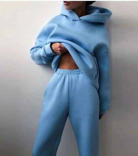 LovelyRLovely Women's Casual Hooded Sweater Two-piece Blue / 3XL LovelyRLovely Women's Casual Hooded Sweater Two-piece Suit