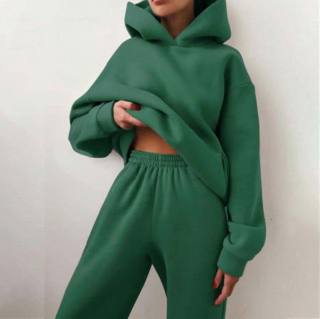 LovelyRLovely Women's Casual Hooded Sweater Two-piece Dark Green / 3XL LovelyRLovely Women's Casual Hooded Sweater Two-piece Suit