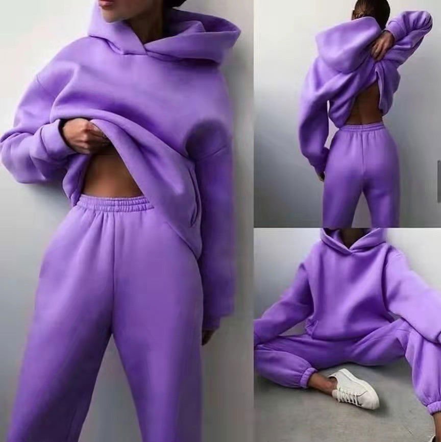 LovelyRLovely Women's Casual Hooded Sweater Two-piece Purple / 2XL LovelyRLovely Women's Casual Hooded Sweater Two-piece Suit