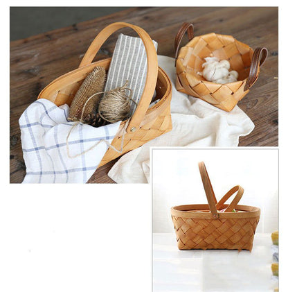 LovelyRLovely Woven Wood Chip Basket Household Daily N LovelyRLovely Woven Wood Chip Household Daily Necessities Storage Basket