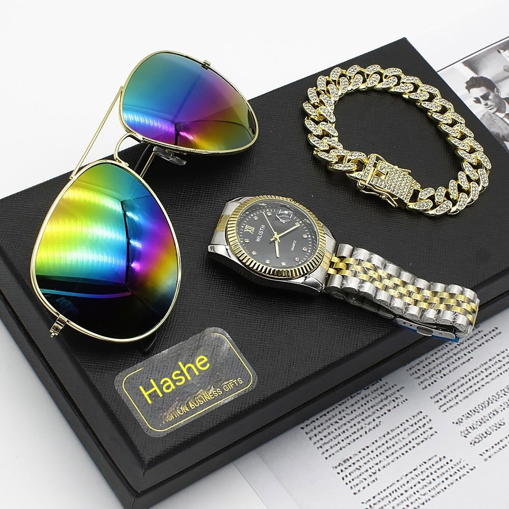 LovelyRLovely Wristwatch Glasses New Men's Watch Busin LovelyRLovely New Men's  Sunglasses Watch Gift Box Set