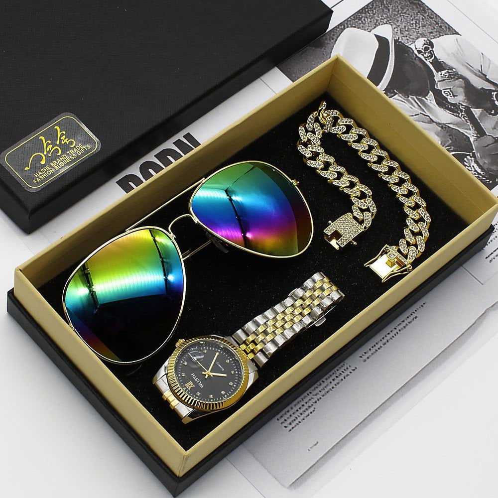 LovelyRLovely Wristwatch Glasses New Men's Watch Busin LovelyRLovely New Men's  Sunglasses Watch Gift Box Set