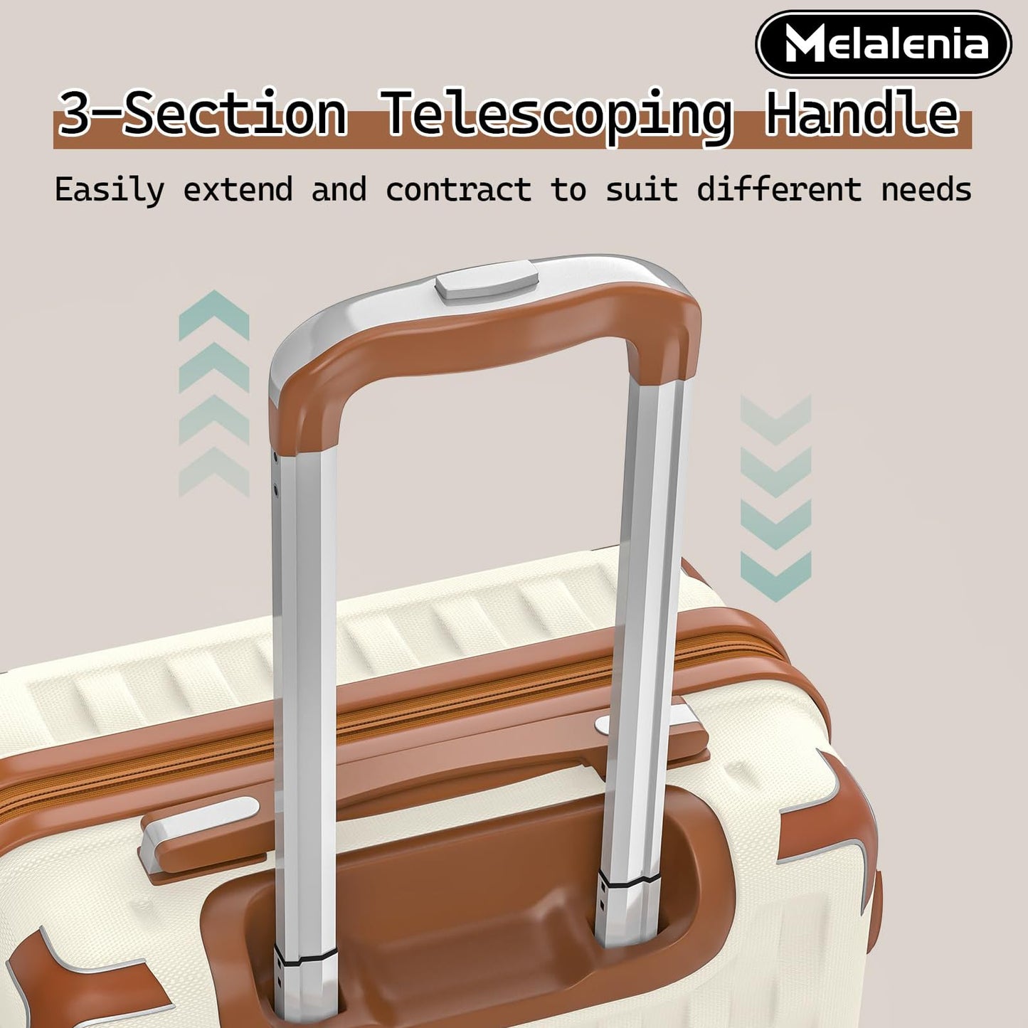 Melalenia Melalenia Luggage Sets 7 Piece Suitcase Set, Hard Shell Carry on Luggage Travel Suitcases with Spinner Wheels and TSA Lock, Lightweight Luggage Set for Women, Beige Brown