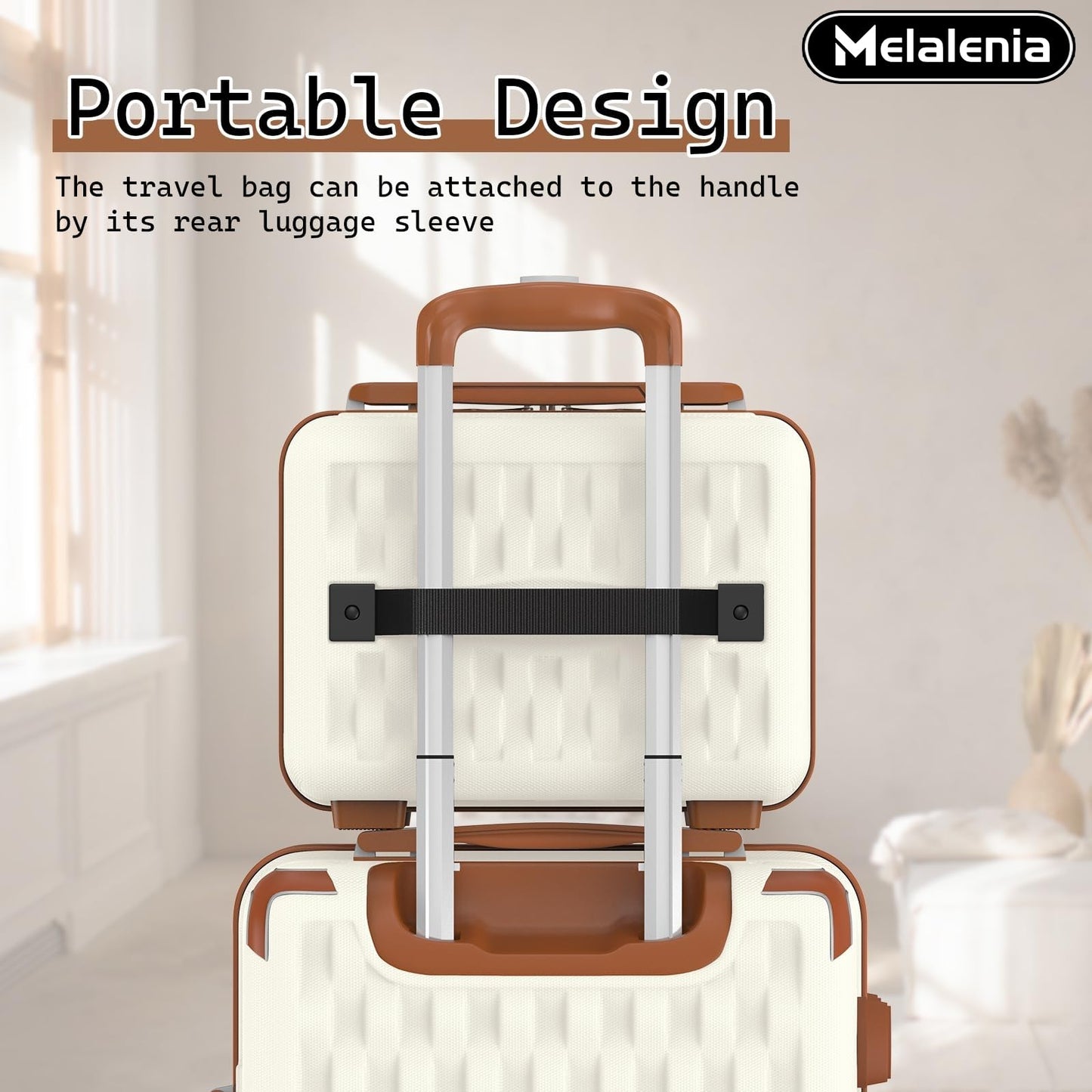 Melalenia Melalenia Luggage Sets 7 Piece Suitcase Set, Hard Shell Carry on Luggage Travel Suitcases with Spinner Wheels and TSA Lock, Lightweight Luggage Set for Women, Beige Brown