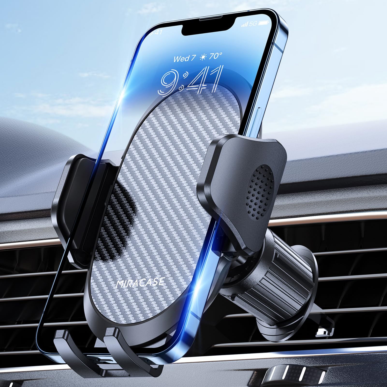 Miracase Miracase Phone Holders for Your Car with Metal Hook Clip, Air Vent Cell Phone Car Mount, Universal Automobile Cradle Fit for iPhone Android and All Smartphones, Dark Black