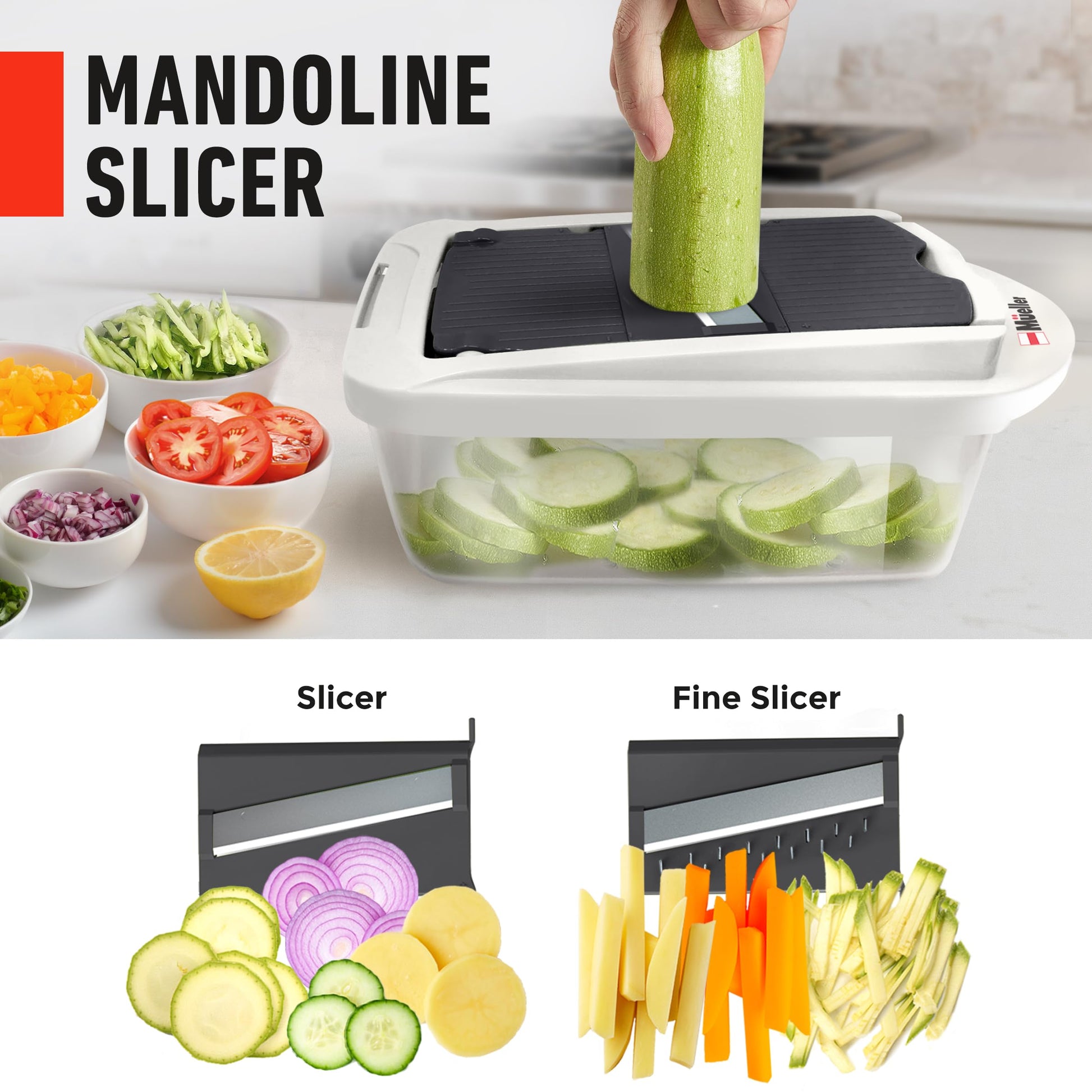 Mueller Mueller Pro-Series 10-in-1, 8 Blade Vegetable Chopper, Onion Mincer, Cutter, Dicer, Egg Slicer with Container, French Fry Cutter Potatoe Slicer, Home Essentials & Kitchen Gadgets, Salad Chopper