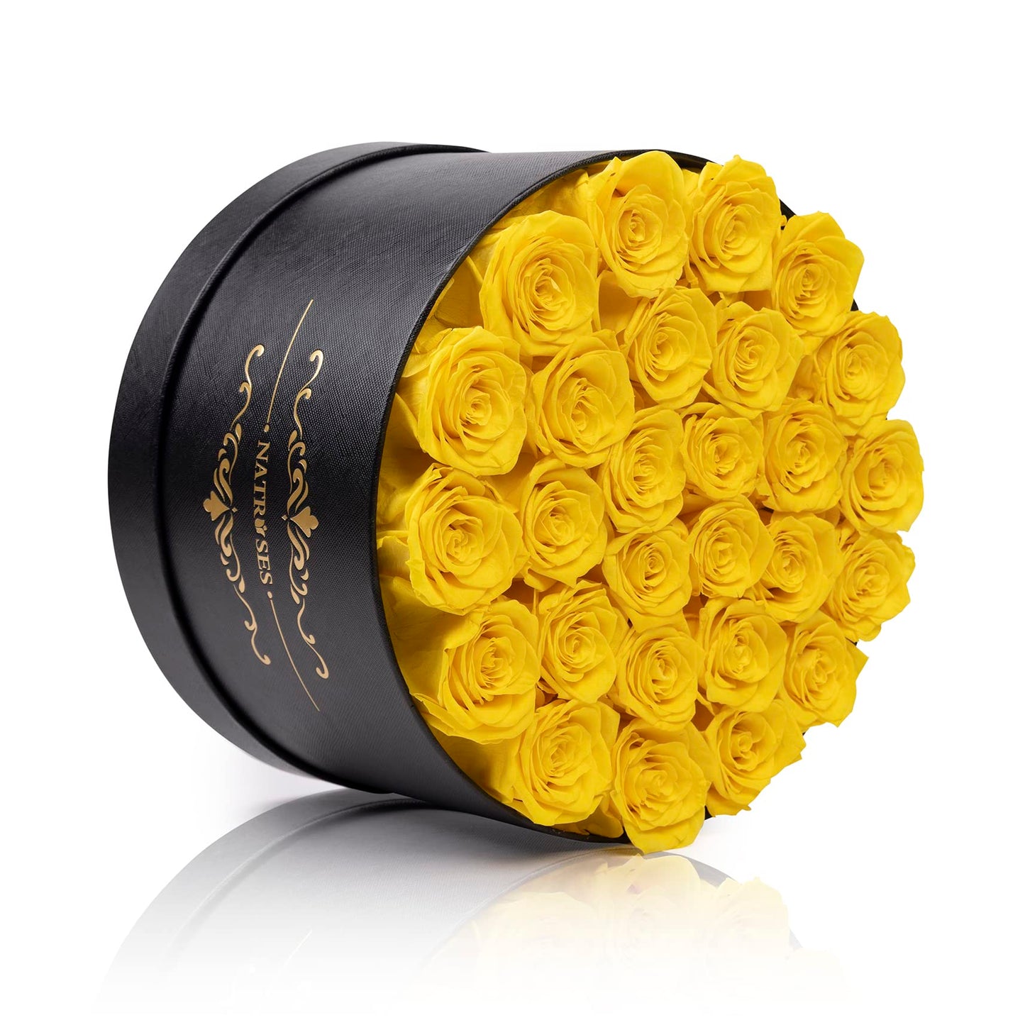 NATROSES Home NATROSES Forever Preserved Roses in a Box, 100% Real Roses That Last Up to 3 Years, Preserved Flowers for Delivery Prime Birthday, Valentines Day Gifts for Her (Yellow)