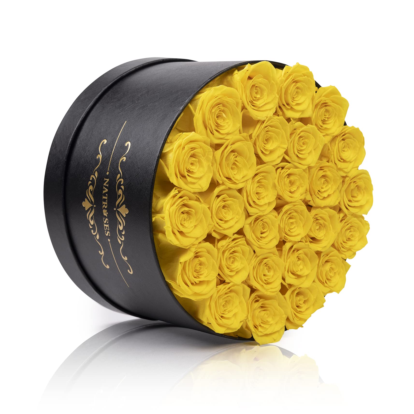 NATROSES Home NATROSES Forever Preserved Roses in a Box, 100% Real Roses That Last Up to 3 Years, Preserved Flowers for Delivery Prime Birthday, Valentines Day Gifts for Her (Yellow)