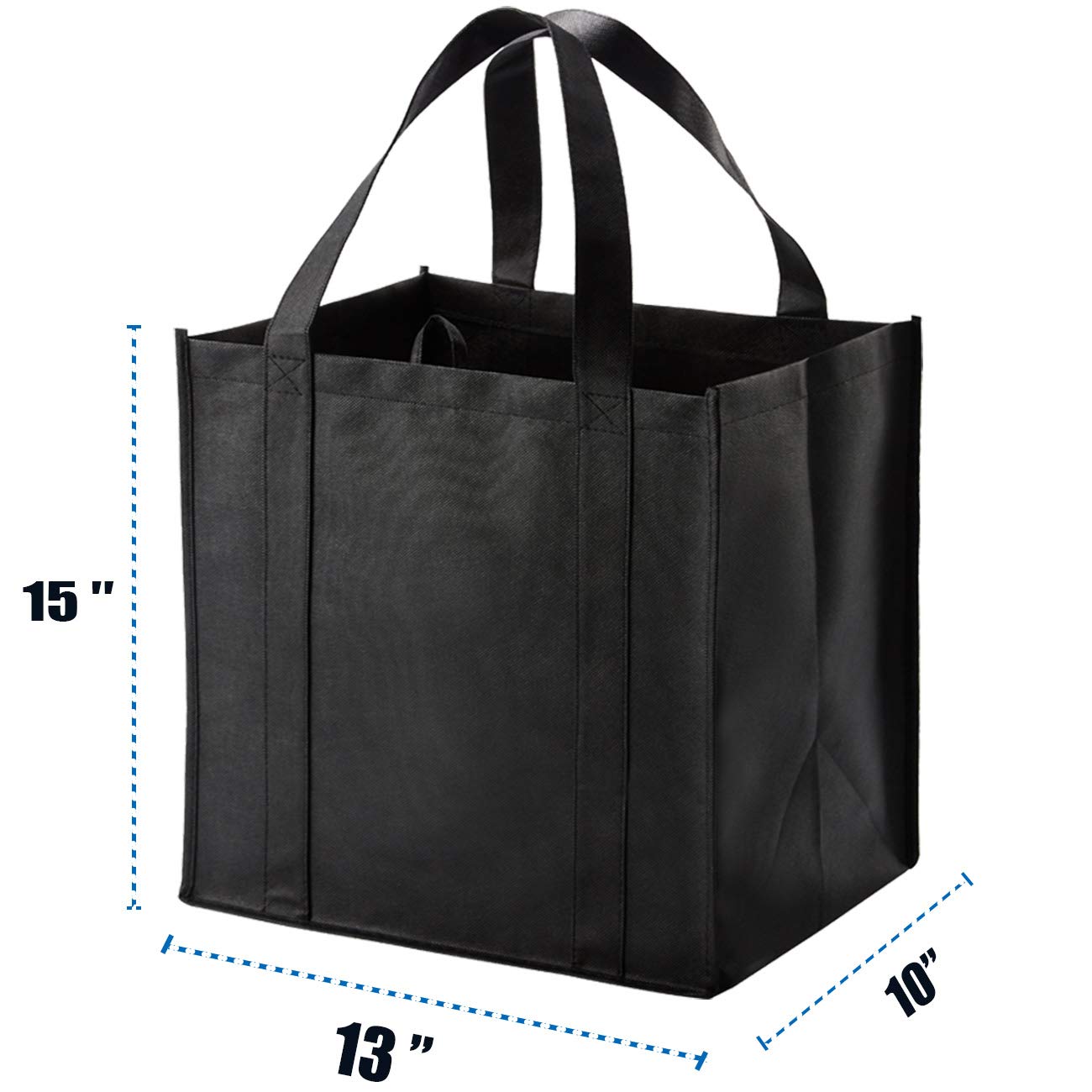 NERUB NERUB 10 Pack Reusable Reinforced Handle Grocery Bags - Heavy Duty Large Shopping Totes with Thick Plastic Bottom can hold 40 lbs