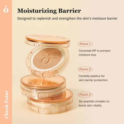 ONGREDIENTS Skin Barrier Glow Cover Cushion, All-day Coverage, Glow Finish, Lightweight, Skincare-Like Texture, Non-cakey Makeup, Korean Cushion Foundation (#31N Sand, 0.49 oz)