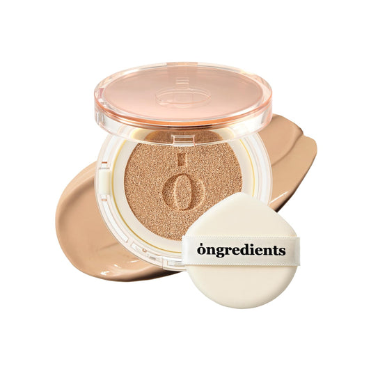 ONGREDIENTS Skin Barrier Glow Cover Cushion, All-day Coverage, Glow Finish, Lightweight, Skincare-Like Texture, Non-cakey Makeup, Korean Cushion Foundation (#31N Sand, 0.49 oz)