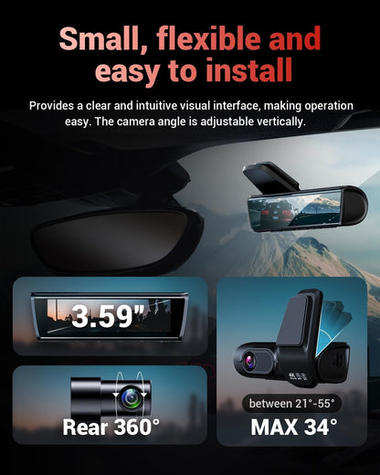 OVAMAN OVAMAN K600 4k Dash Cam Front and Rear, 3.59" IPS Screen, Built-in GPS 5G WiFi Dash Camera for Cars with App, UHD 2160P Night Vision Free 32G SD Card, 170° Wide Angle, HDR, 24H Parking Mode