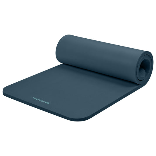 Retrospec Retrospec Solana Yoga Mat 1" Thick w/Nylon Strap for Men & Women - Non Slip Exercise Mat for Home Yoga, Pilates, Stretching, Floor & Fitness Workouts - Ocean Blue