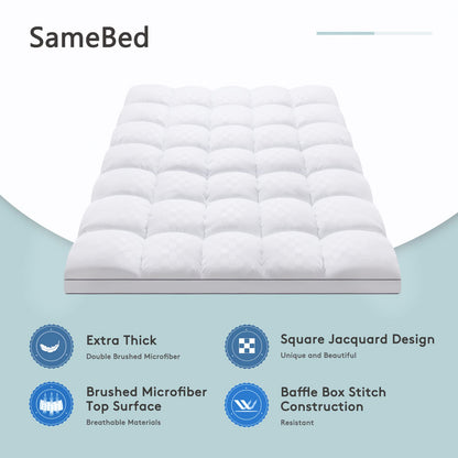 SameBed SameBed Mattress Topper Queen,Extra Thick Mattress Pad Cover for Back Pain,Cooling Mattress Protector with 8-21 Inch Deep Pocket,Overfilled Down Alternative Filling