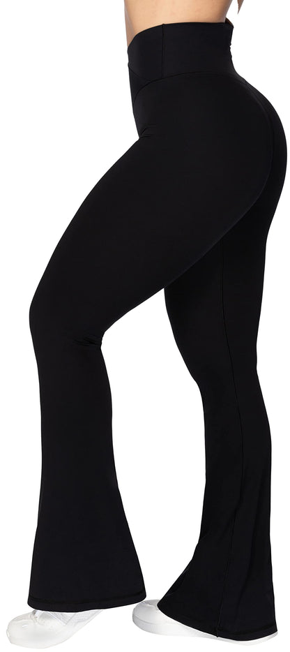 Sunzel Sunzel Flare Leggings, Crossover Yoga Pants for Women with Tummy Control, High-Waisted and Wide Leg Black