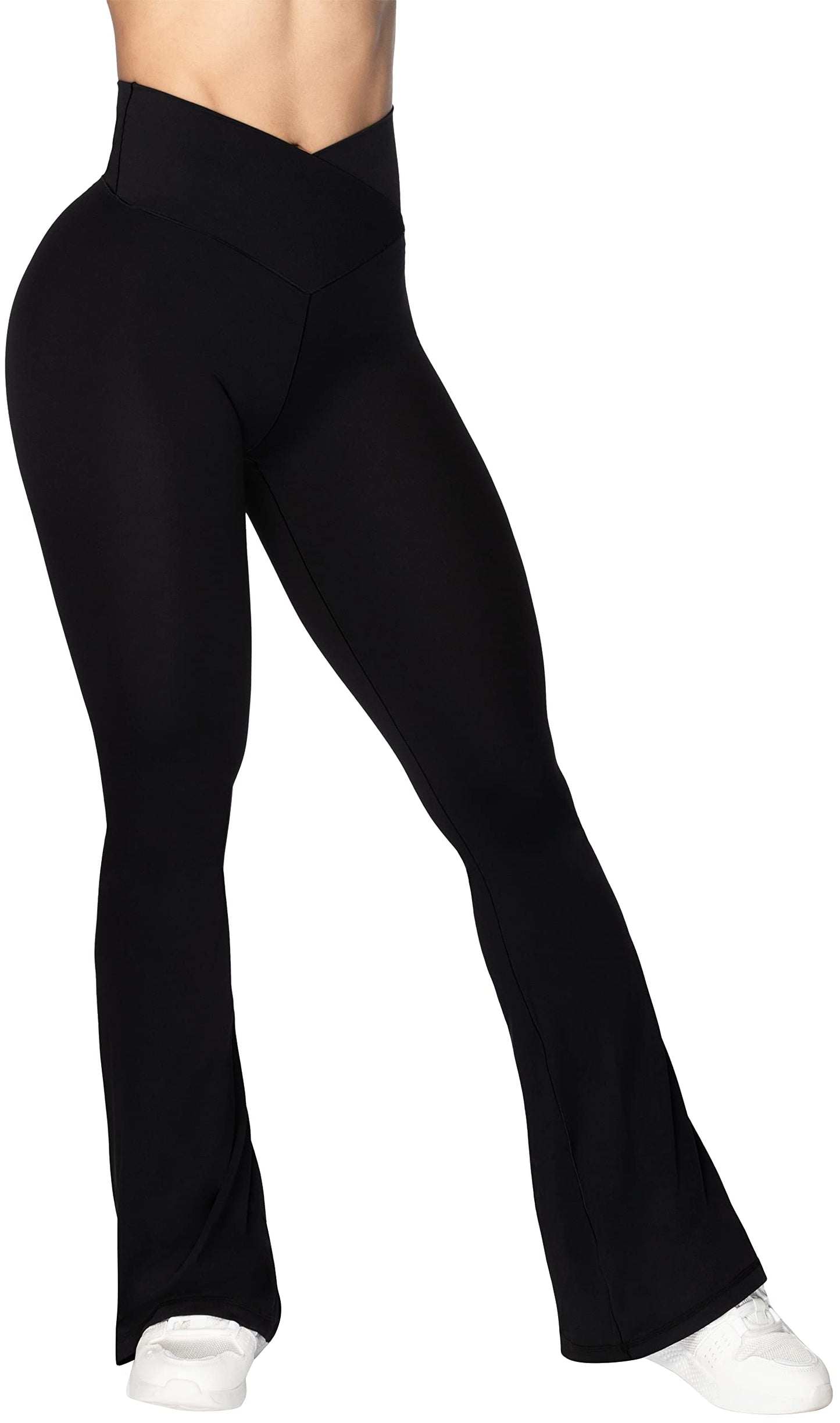 Sunzel Sunzel Flare Leggings, Crossover Yoga Pants for Women with Tummy Control, High-Waisted and Wide Leg Black