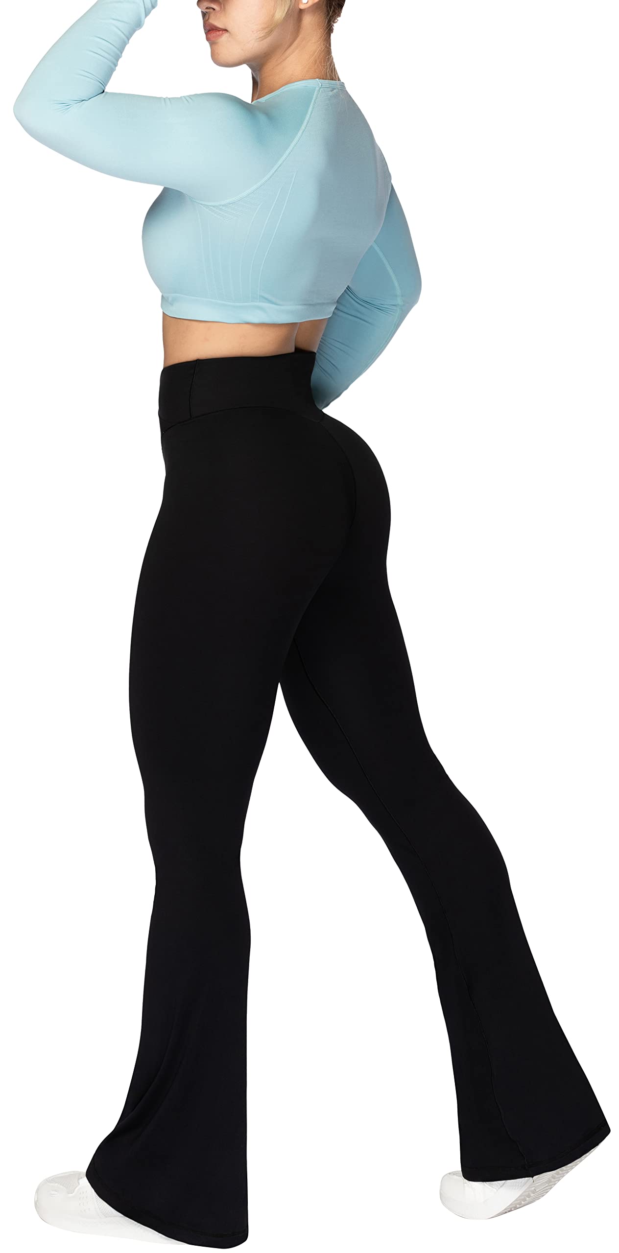 Sunzel Sunzel Flare Leggings, Crossover Yoga Pants for Women with Tummy Control, High-Waisted and Wide Leg Black