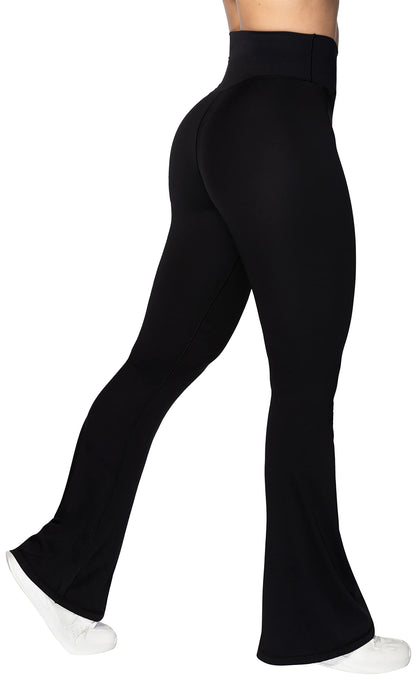 Sunzel Sunzel Flare Leggings, Crossover Yoga Pants for Women with Tummy Control, High-Waisted and Wide Leg Black