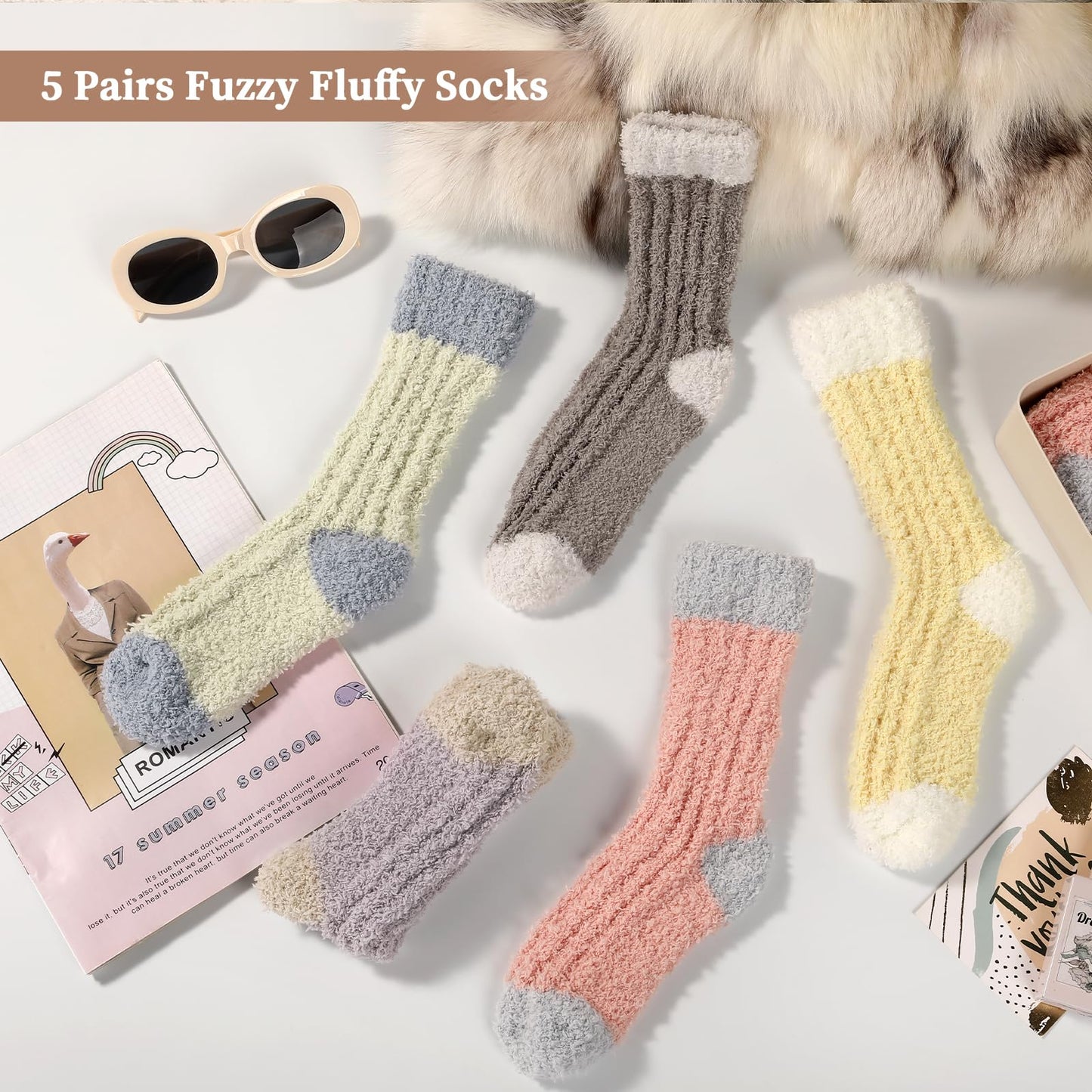 Tavaleu Tavaleu Fuzzy Socks for Women, Fluffy Socks Women, Winter Cozy Socks, Warm Slipper Socks, Soft Home Sleeping Socks for Women