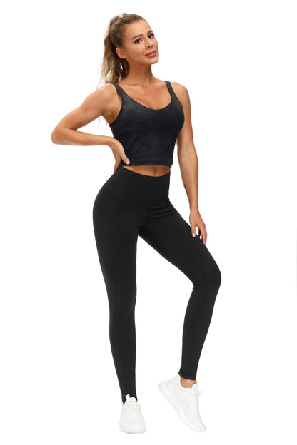 THE GYM PEOPLE THE GYM PEOPLE Thick High Waist Yoga Pants with Pockets, Tummy Control Workout Running Yoga Leggings for Women (Medium, Black)