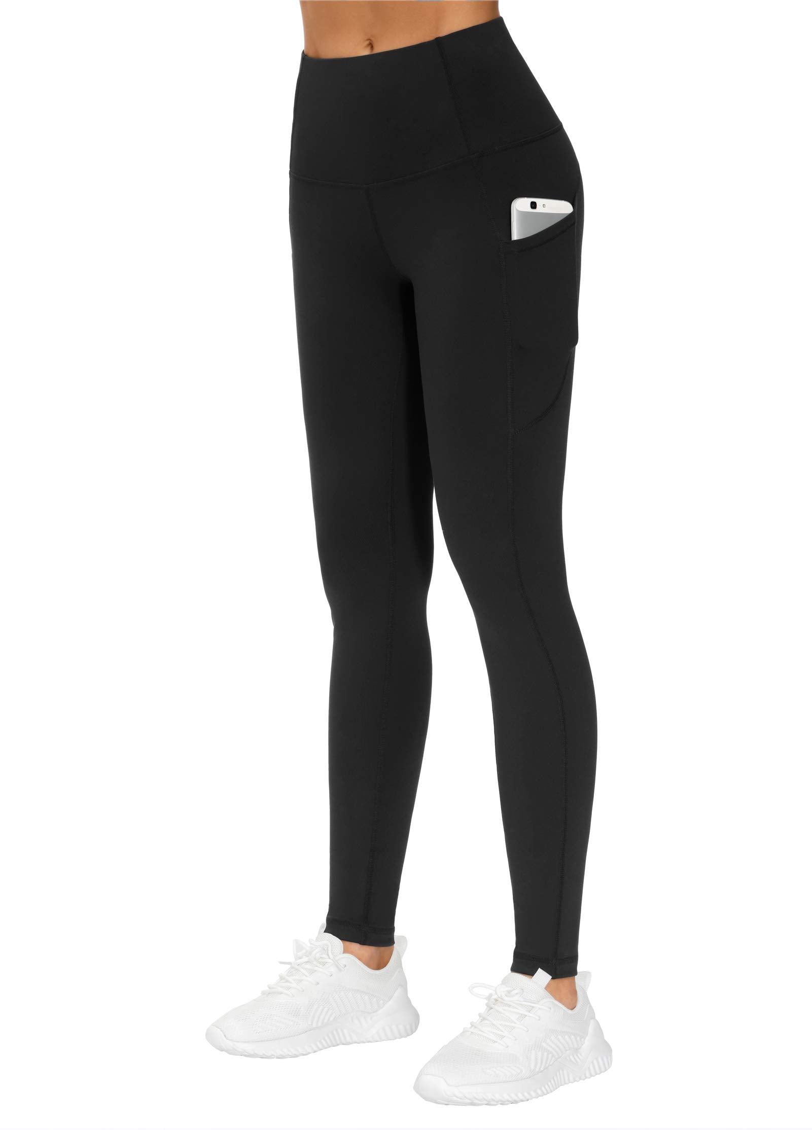 THE GYM PEOPLE THE GYM PEOPLE Thick High Waist Yoga Pants with Pockets, Tummy Control Workout Running Yoga Leggings for Women (Medium, Black)