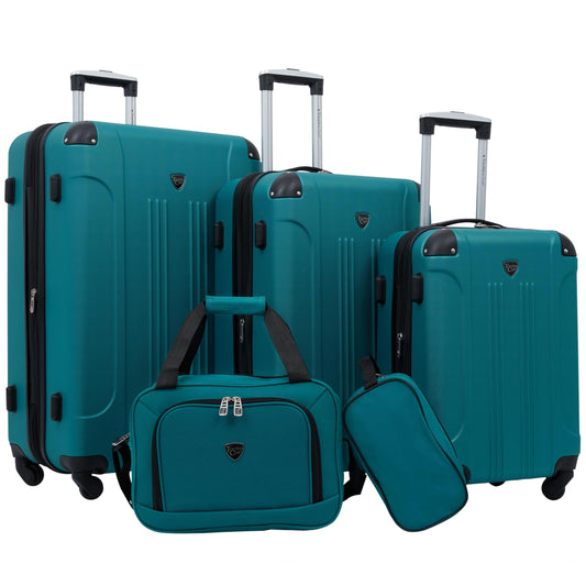 Travelers Club Travelers Club Chicago Hardside Expandable Spinner Luggage, Teal, 5 Piece Set