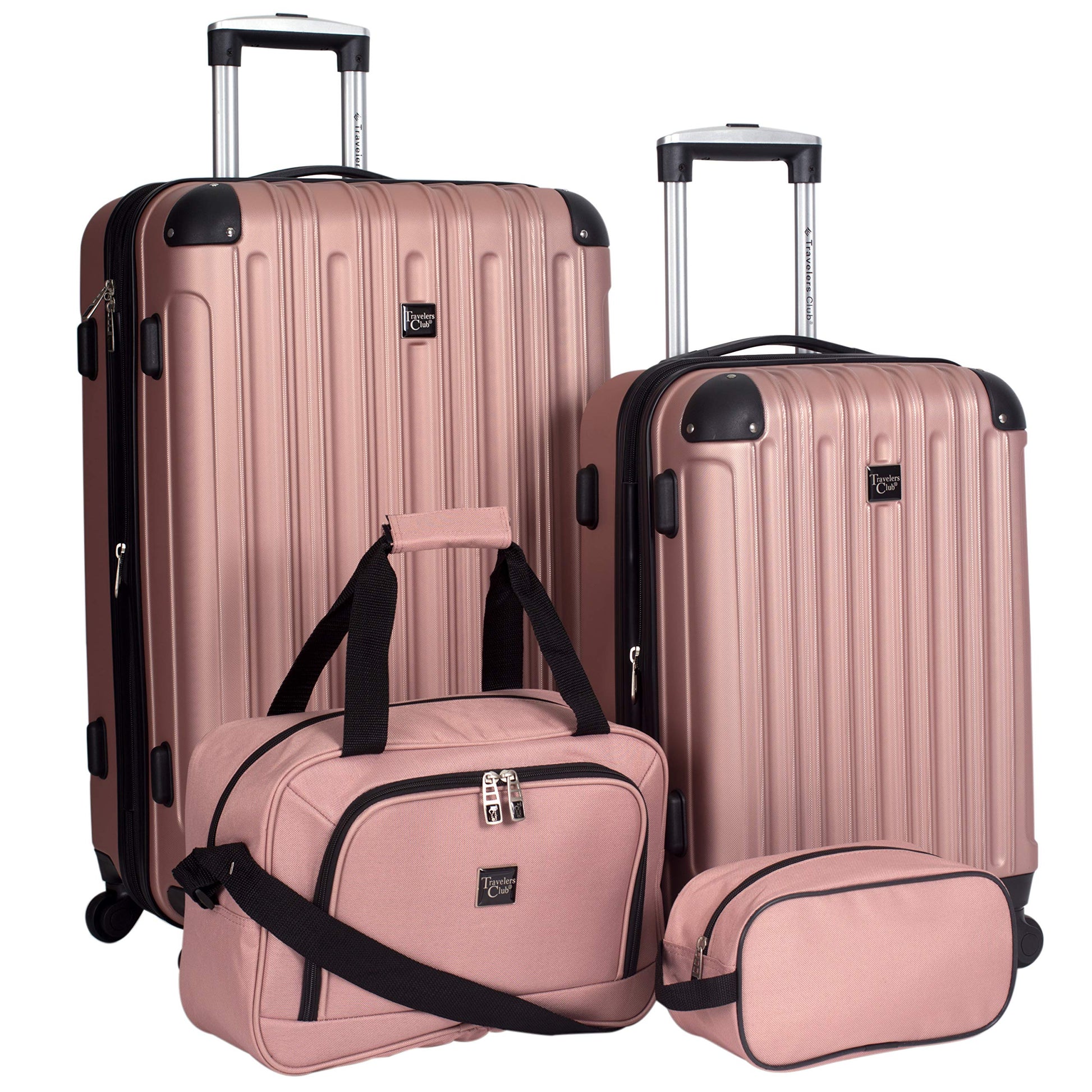 Travelers Club Travelers Club Midtown Hardside Luggage Travel, Rose Gold, 4-Piece Set