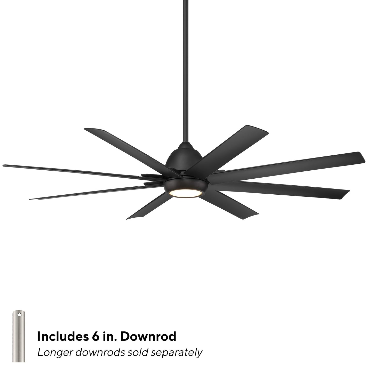 WAC Lighting WAC Smart Fans Mocha XL Indoor and Outdoor 8-Blade Smart Home Ceiling Fan 66in Matte Black with 3000K LED Light Kit and Remote Control works with Alexa and iOS or Android App