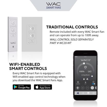 WAC Lighting WAC Smart Fans Sonoma Indoor and Outdoor 3-Blade Smart Home Ceiling Fan 56in Matte White with 3000K LED Light Kit and Remote Control works with Alexa and iOS or Android App