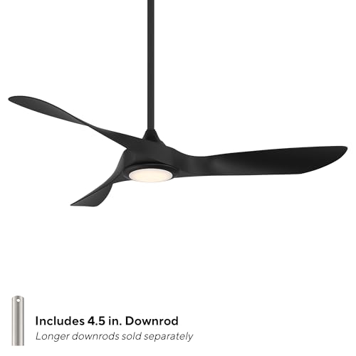 WAC Lighting WAC Smart Fans Swirl Indoor and Outdoor 3-Blade Smart Home Ceiling Fan 54in Matte Black with 3000K LED Light Kit and Remote Control works with Alexa and iOS or Android App