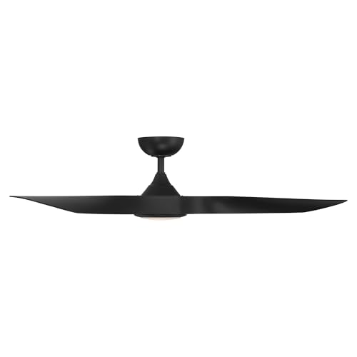 WAC Lighting WAC Smart Fans Swirl Indoor and Outdoor 3-Blade Smart Home Ceiling Fan 54in Matte Black with 3000K LED Light Kit and Remote Control works with Alexa and iOS or Android App