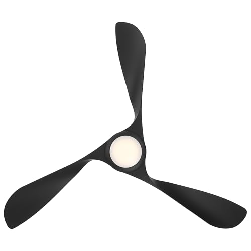 WAC Lighting WAC Smart Fans Swirl Indoor and Outdoor 3-Blade Smart Home Ceiling Fan 54in Matte Black with 3000K LED Light Kit and Remote Control works with Alexa and iOS or Android App