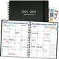 XAOWON Monthly Planner 2025-2026 (7.4'' x 9.6''), 2025 Calendar 18 Months Planner from Jan 2025-Jun 2026, Academic Planner with Monthly Tabs & Pocket, Perfect for School & Work, 120GSM Thick Paper, Black